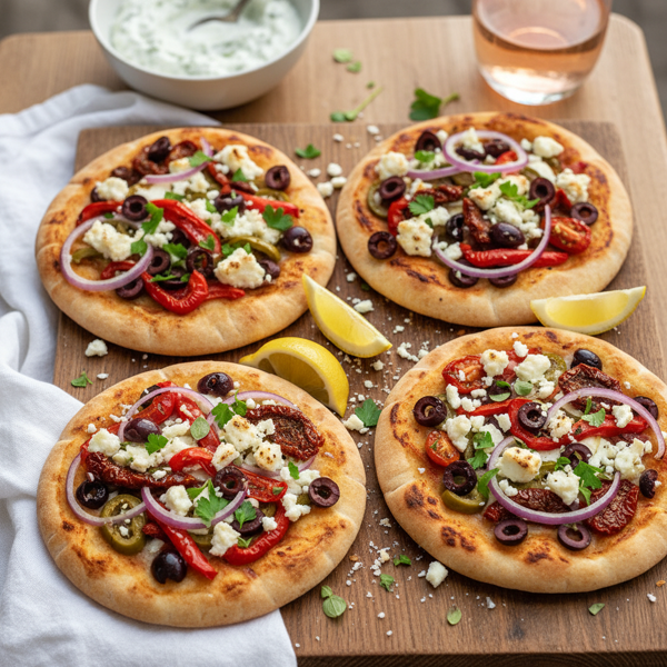 Mediterranean Delight Pita Pizzas recipe