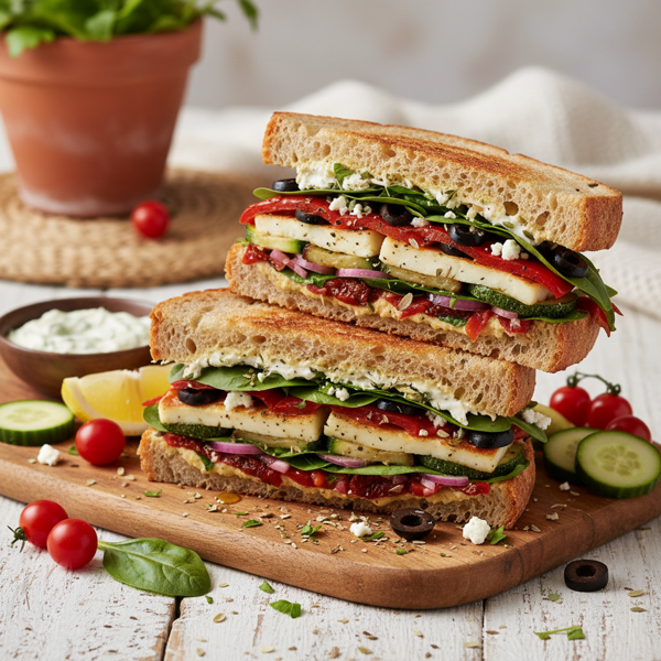 Mediterranean Delight Veggie Sandwich recipe