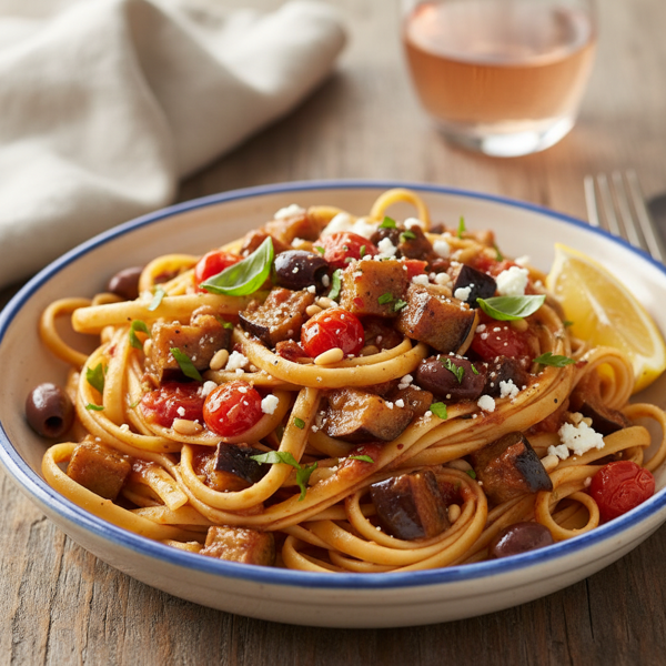Mediterranean Eggplant Fettuccine recipe