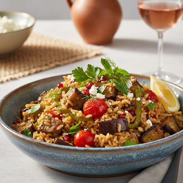 Mediterranean Eggplant Rice Pilaf recipe