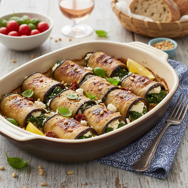 Mediterranean Eggplant Roll-Ups with Spinach and Ricotta recipe