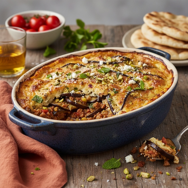 Mediterranean Eggplant and Lamb Bake recipe