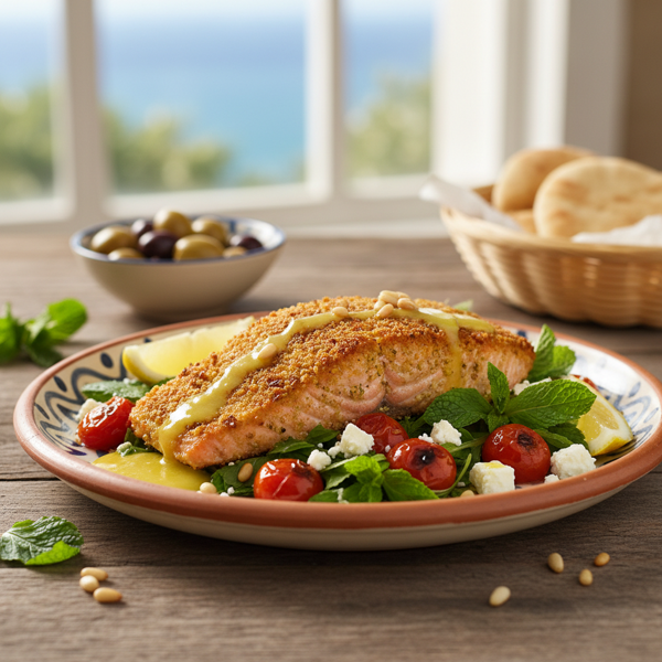 Mediterranean Falafel-Crusted Salmon with Lemon Vinaigrette recipe