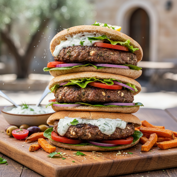Mediterranean Feta-Infused Beef Burgers recipe