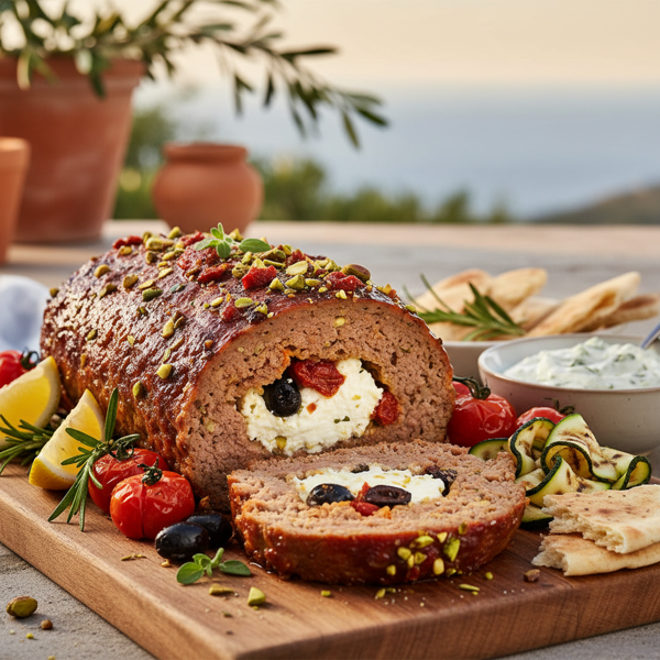 Mediterranean Feta-Stuffed Meatloaf recipe
