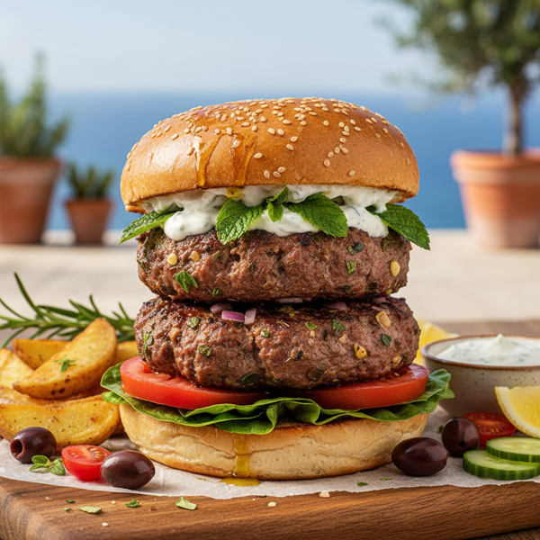 Mediterranean Feta Beef Burgers recipe