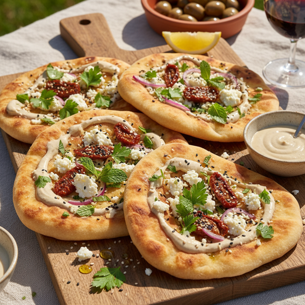 Mediterranean Feta & Tahini Flatbreads recipe