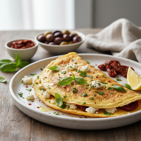 Mediterranean Feta and Basil Omelet recipe
