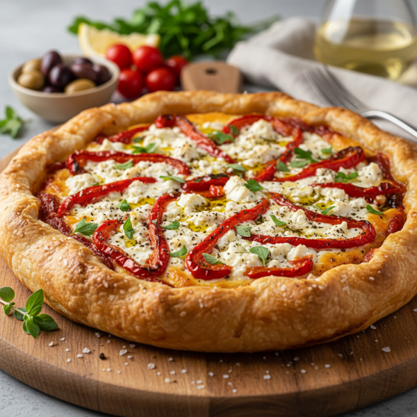 Mediterranean Feta and Roasted Red Pepper Pie recipe