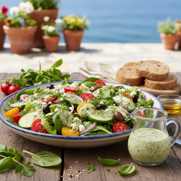 Mediterranean Garden Salad with Herbed Dressing recipe
