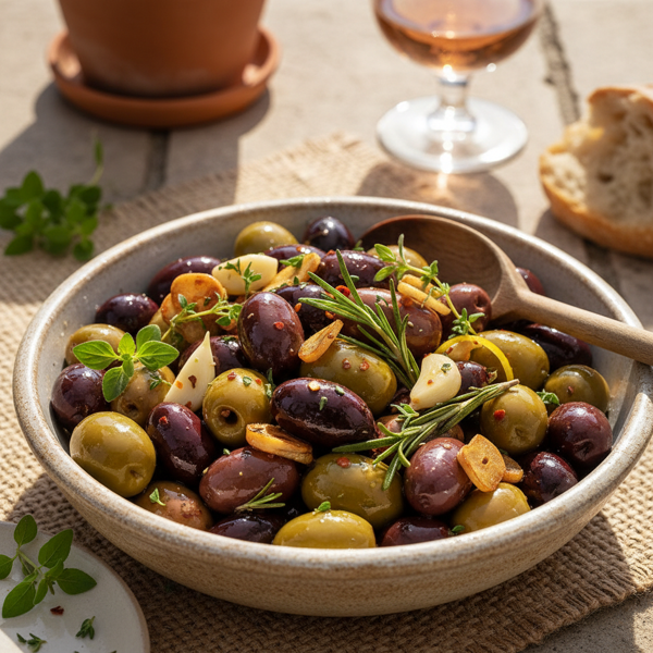 Mediterranean Garlic-Infused Olives recipe
