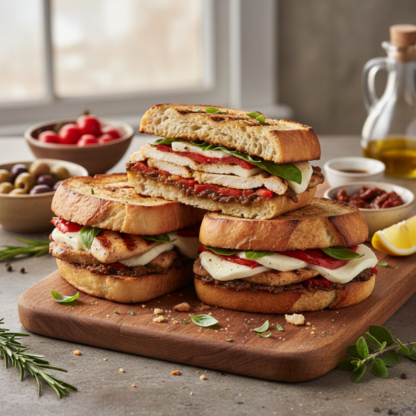 Mediterranean Grilled Chicken Mozzarella Sandwiches recipe