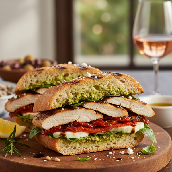 Mediterranean Grilled Chicken Pesto Sandwich recipe