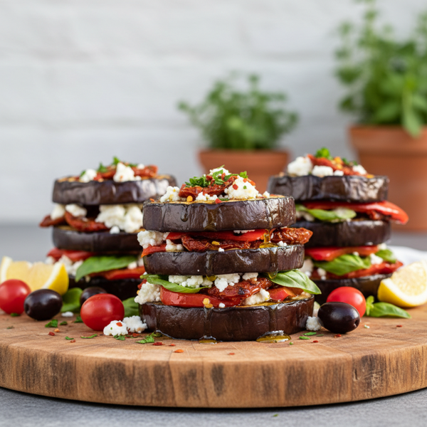 Mediterranean Grilled Eggplant Towers recipe