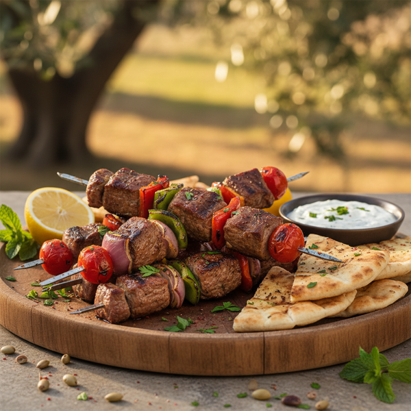 Mediterranean Grilled Lamb and Beef Skewers recipe