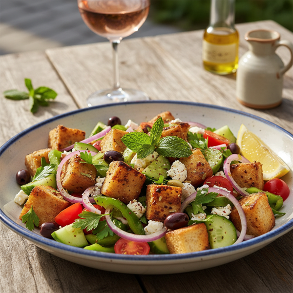 Mediterranean Grilled Pita Bread Salad recipe