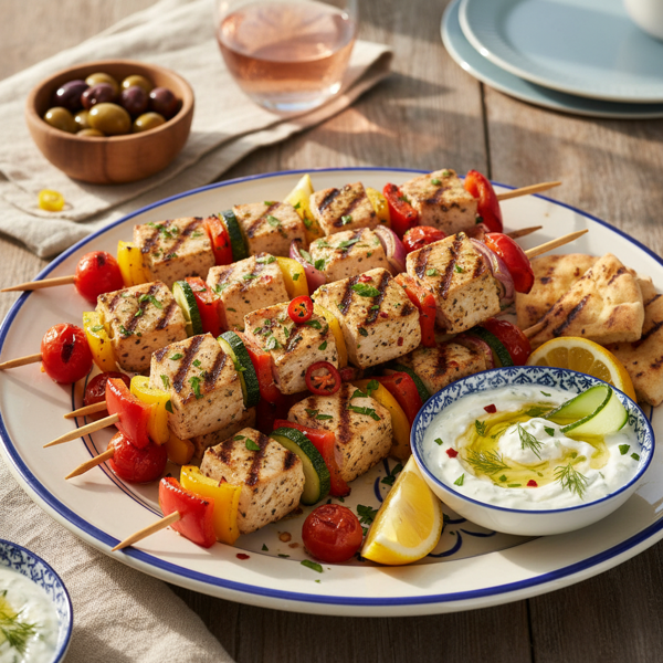 Mediterranean Grilled Swordfish Skewers recipe