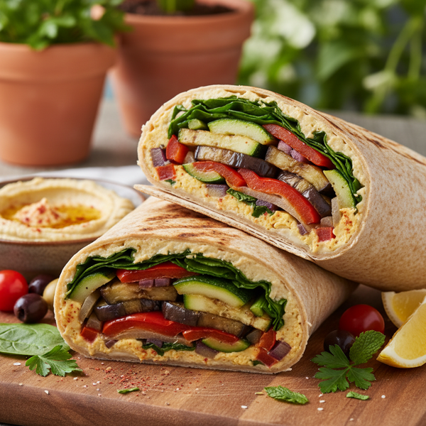 Mediterranean Grilled Vegetable and Hummus Wrap recipe