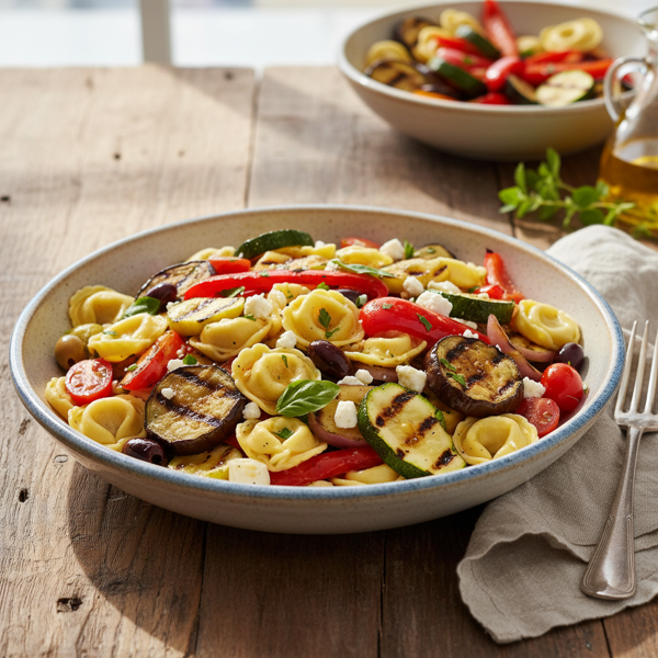 Mediterranean Grilled Veggie Tortellini Salad recipe