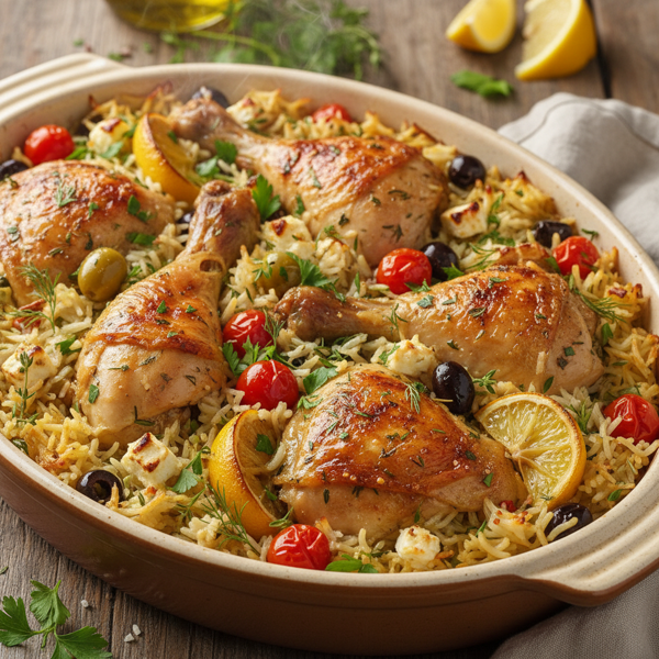 Mediterranean Herb-Infused Chicken and Rice Bake recipe