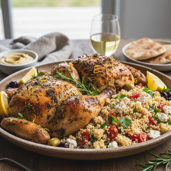Mediterranean Herb-Infused Chicken with Couscous and Feta recipe