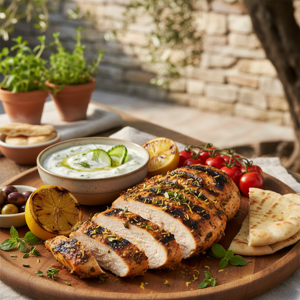 Mediterranean Herb-Infused Grilled Chicken with Tzatziki recipe