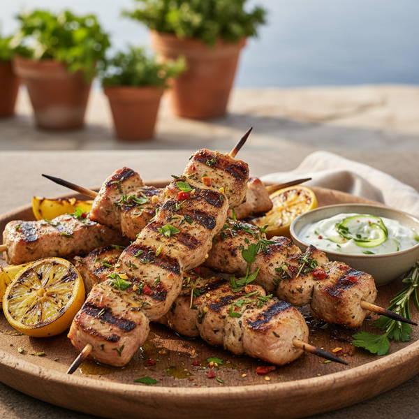 Mediterranean Herb-Infused Pork Skewers recipe