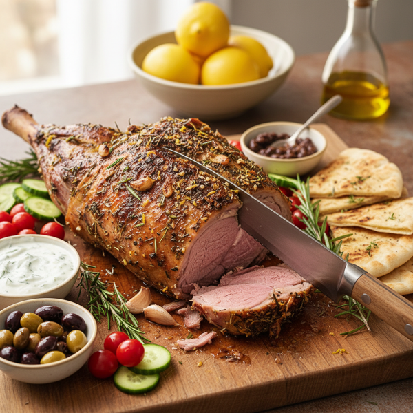 Mediterranean Herb-Infused Roast Leg of Lamb recipe