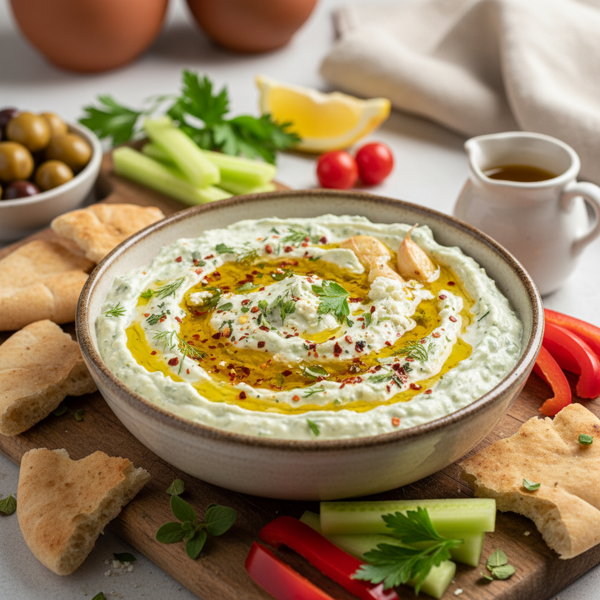 Mediterranean Herb Dip with Garlic Oil recipe