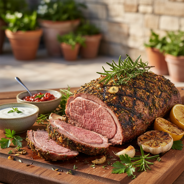 Mediterranean Herb & Garlic Grilled Leg of Lamb recipe