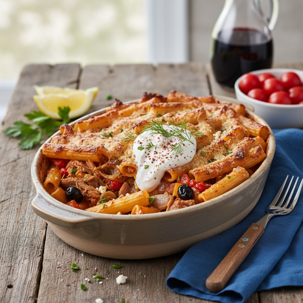 Mediterranean Lamb & Yogurt Pasta Bake recipe