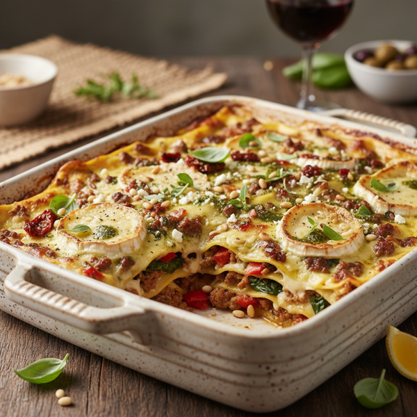 Mediterranean Lamb and Goat Cheese Lasagna recipe