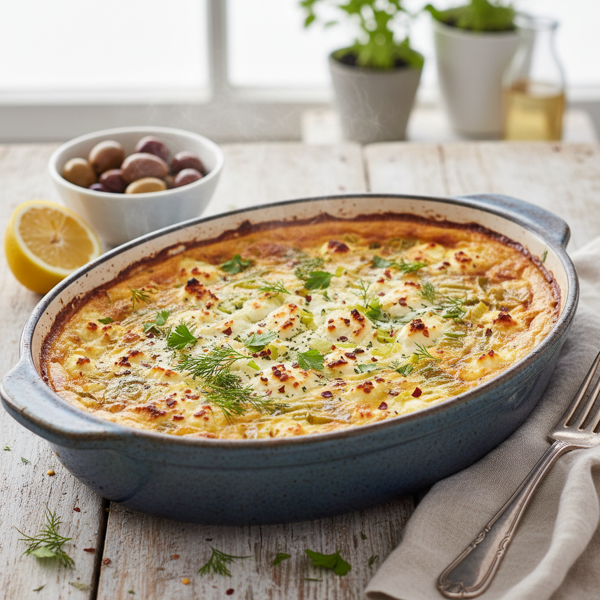 Mediterranean Leek and Feta Egg Bake recipe