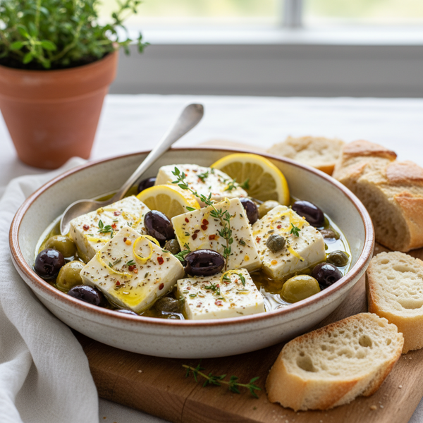 Mediterranean Marinated Feta with Capers and Olives recipe