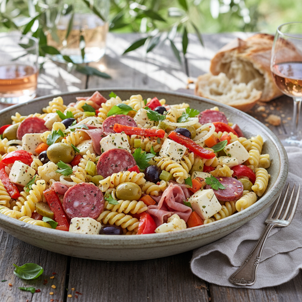 Mediterranean Muffuletta Pasta Salad recipe
