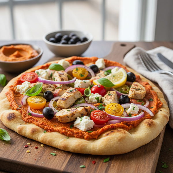 Mediterranean Naan Flatbread Pizza recipe