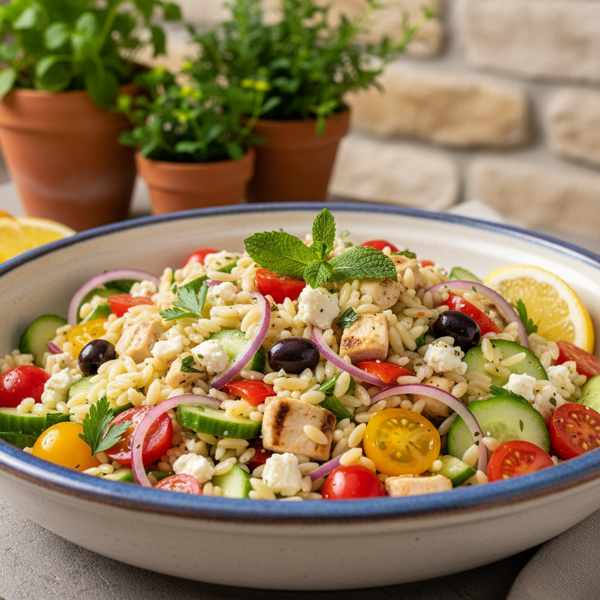 Mediterranean Orzo Garden Salad recipe