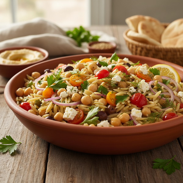 Mediterranean Orzo and Chickpea Delight recipe