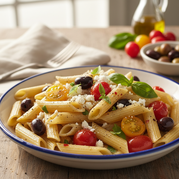 Mediterranean Penne with Cherry Tomatoes and Kalamata Olives recipe