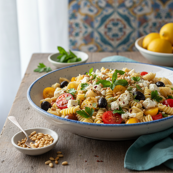 Mediterranean Pine Nut & Feta Pasta Salad recipe