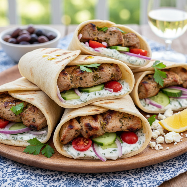 Mediterranean Pork Souvlaki Wraps recipe