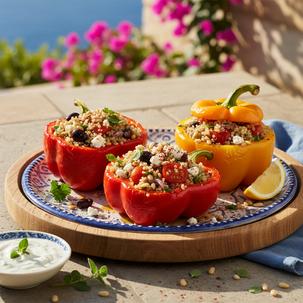 Mediterranean Quinoa-Stuffed Bell Peppers recipe