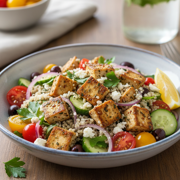 Mediterranean Quinoa Tofu Salad recipe