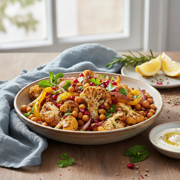 Mediterranean Roasted Cauliflower and Chickpea Medley recipe