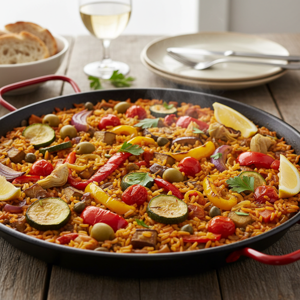 Mediterranean Roasted Vegetable Paella recipe