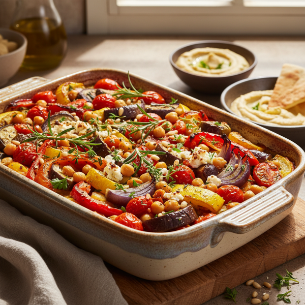 Mediterranean Roasted Vegetable and Chickpea Bake recipe