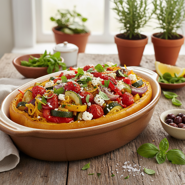Mediterranean Roasted Veggie Spaghetti Squash recipe