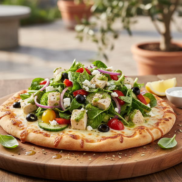 Mediterranean Salad Pizza Delight recipe