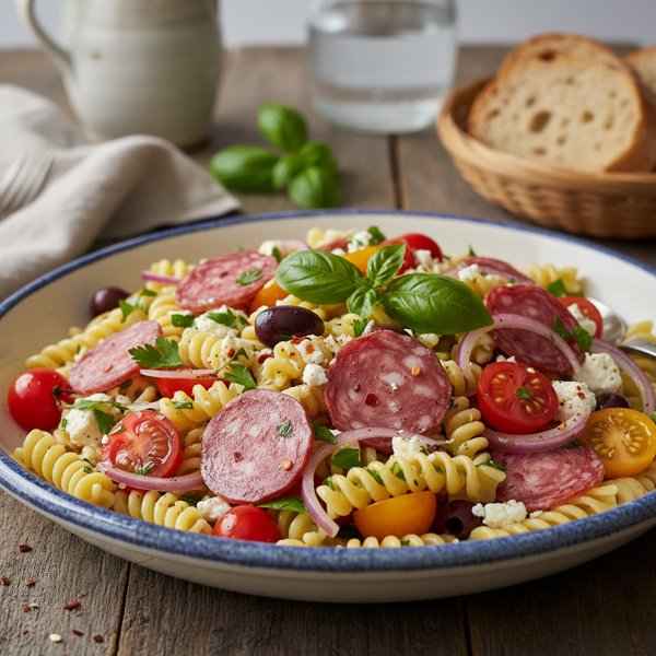 Mediterranean Salami Rotini Salad recipe