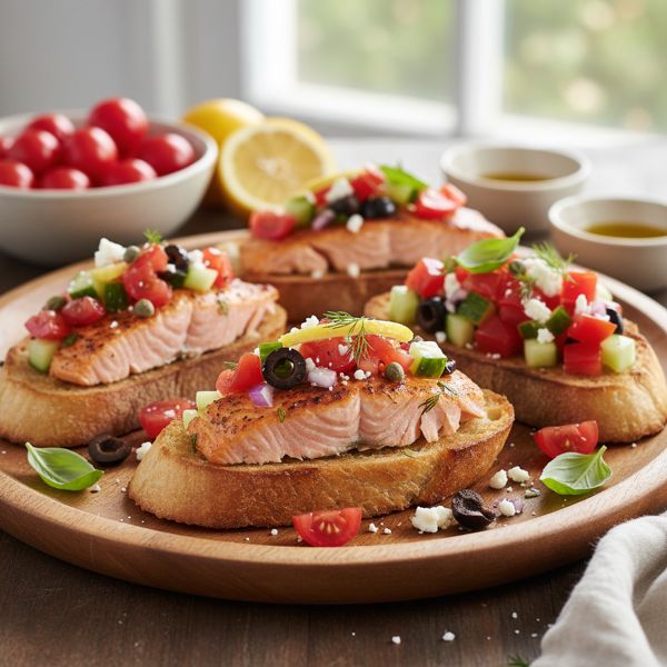 Mediterranean Salmon Bruschetta Delight recipe
